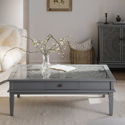 Table basse Chantilly gris moyen avec tiroirs