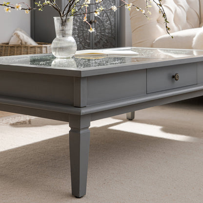 Table basse Chantilly gris moyen avec tiroirs