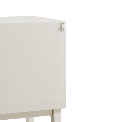 Table de chevet sculptée Bianca Chip, beige sable et ivoire