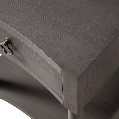 Table de chevet concave Thalia à 1 tiroir, chêne argenté