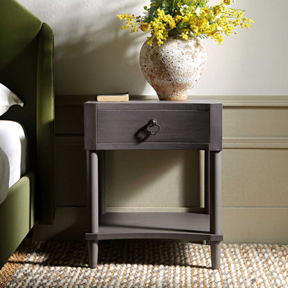 Table de chevet concave Thalia à 1 tiroir, chêne argenté