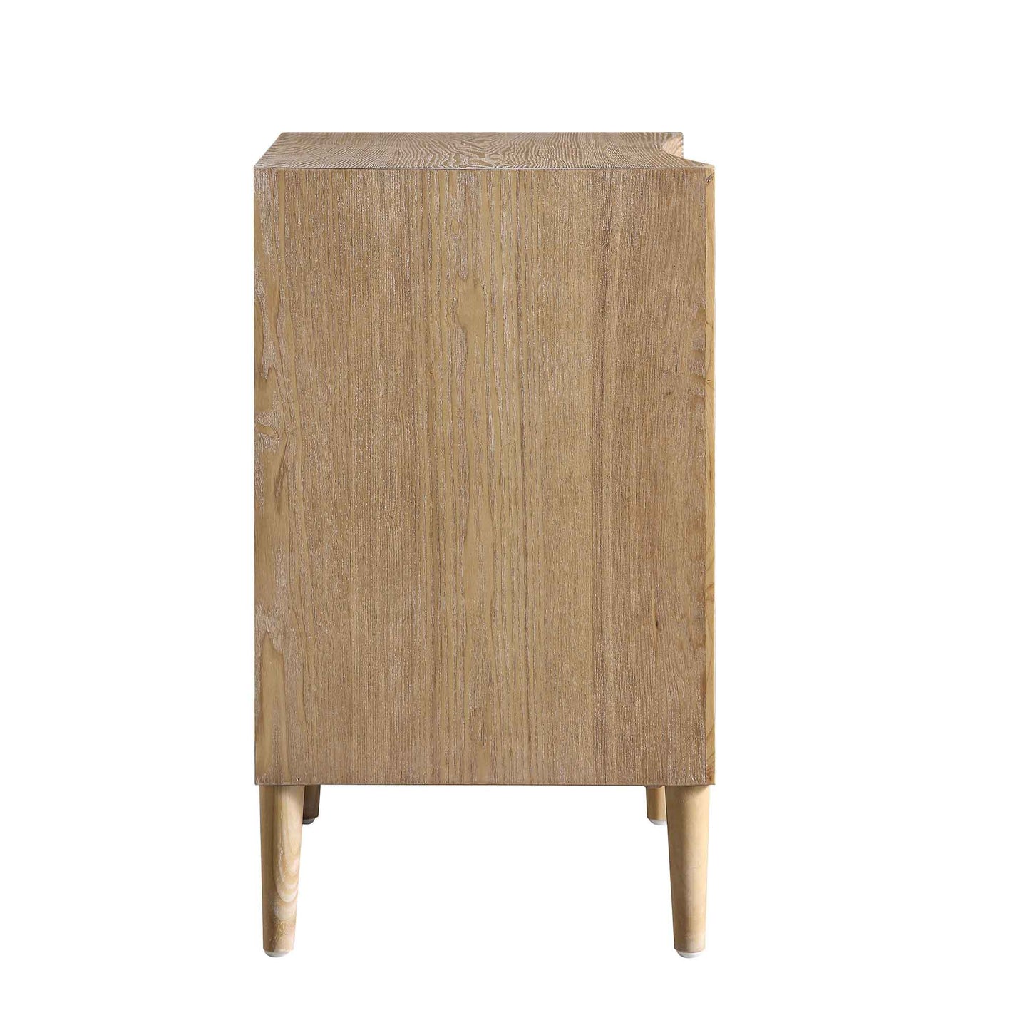 Table de chevet concave 3 tiroirs Thalia, naturelle