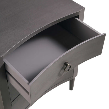 Table de chevet concave Thalia à 3 tiroirs, chêne argenté