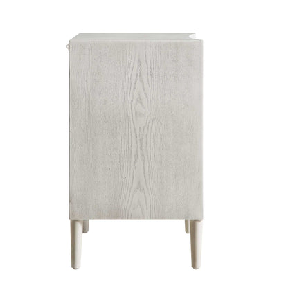 Table de chevet concave Thalia à 3 tiroirs, blanc délavé