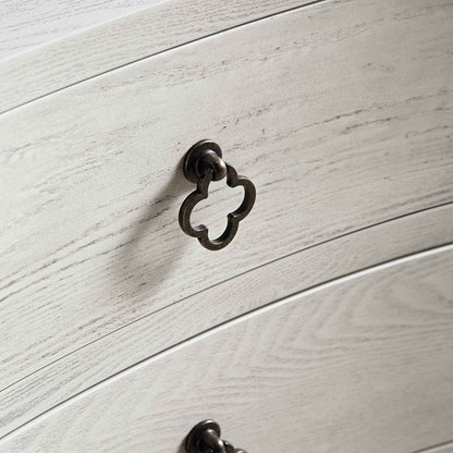 Table de chevet concave Thalia à 3 tiroirs, blanc délavé