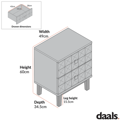 Table de chevet Gibbs à 2 tiroirs, naturel