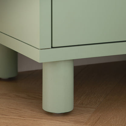 Table de chevet Maude à 2 tiroirs, frêne pistache atténué avec raphia