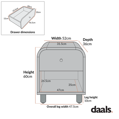 Table de chevet Maude 1 tiroir, frêne blanc lavé avec raphia