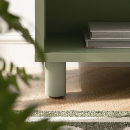 Table de chevet Maude à 1 tiroir, frêne pistache atténué avec raphia