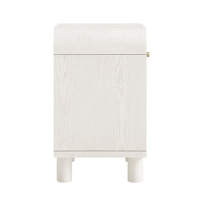 Table de chevet Maude 1 tiroir, frêne blanc lavé avec raphia