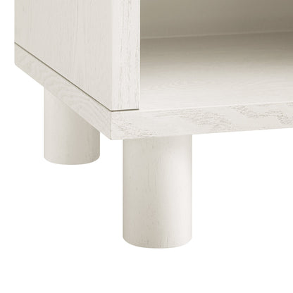 Table de chevet Maude 1 tiroir, frêne blanc lavé avec raphia