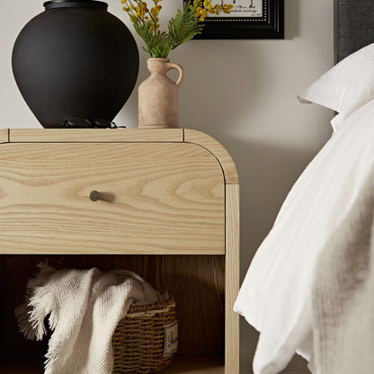 Table de chevet Maude 1 tiroir, frêne naturel