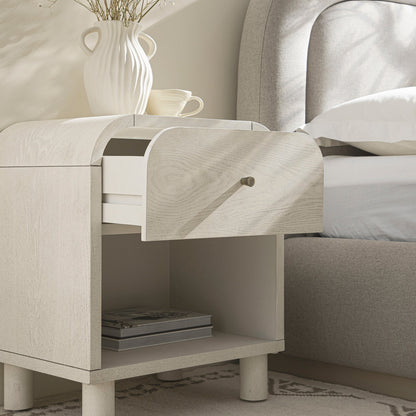 Table de chevet Maude 1 tiroir, frêne blanc lavé