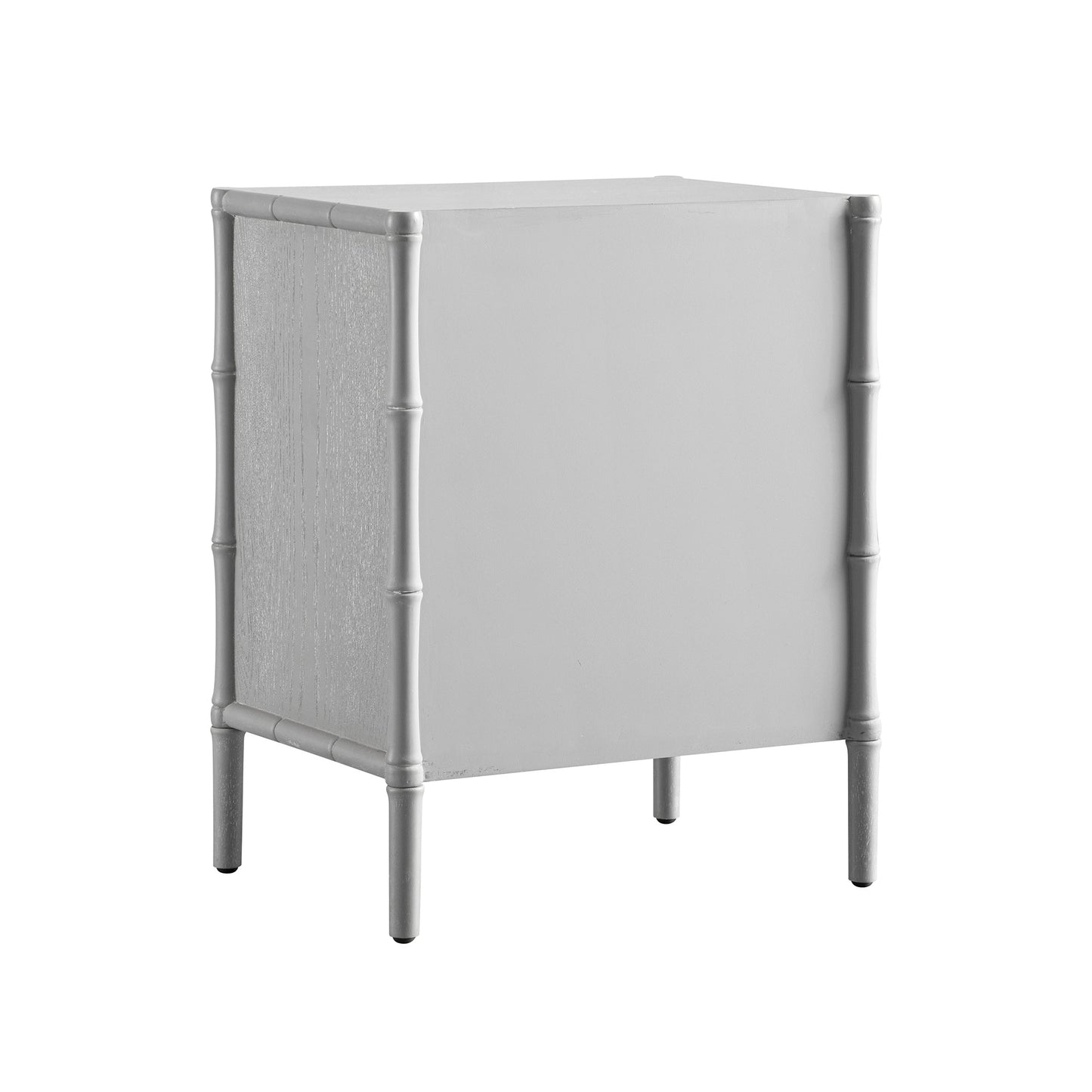 Table de chevet 3 tiroirs Elstowe en imitation bambou, gris chaud