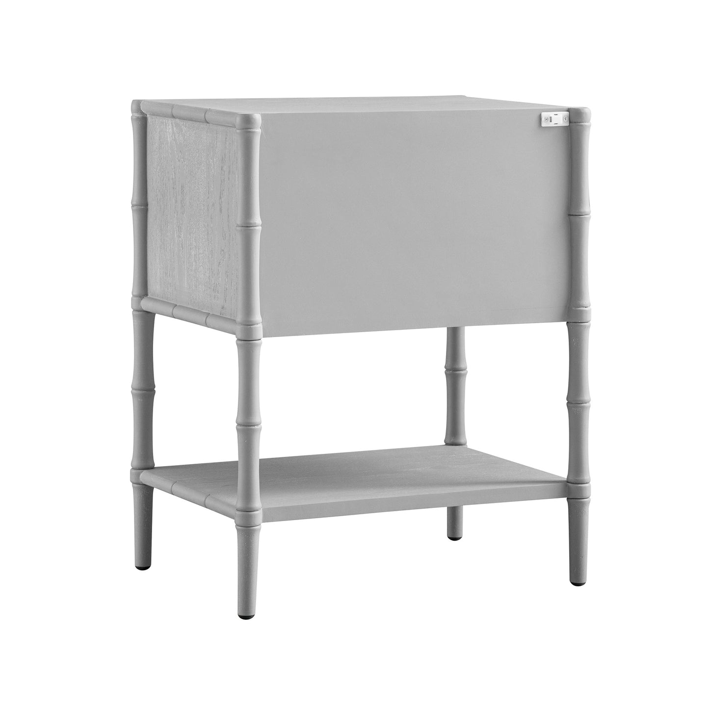 Table de chevet 2 tiroirs Elstowe en imitation bambou, gris chaud