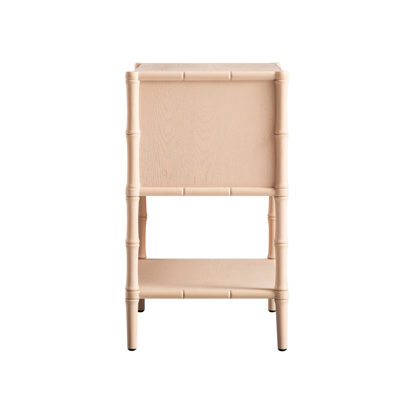 Table de chevet 2 tiroirs Elstowe en imitation bambou, rose nude