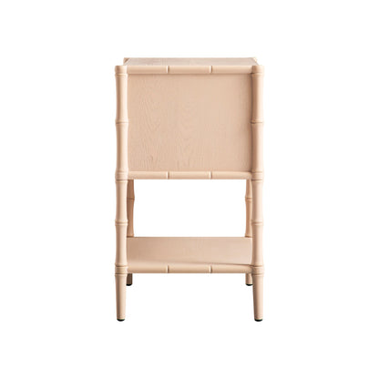 Table de chevet 2 tiroirs Elstowe en imitation bambou, rose nude
