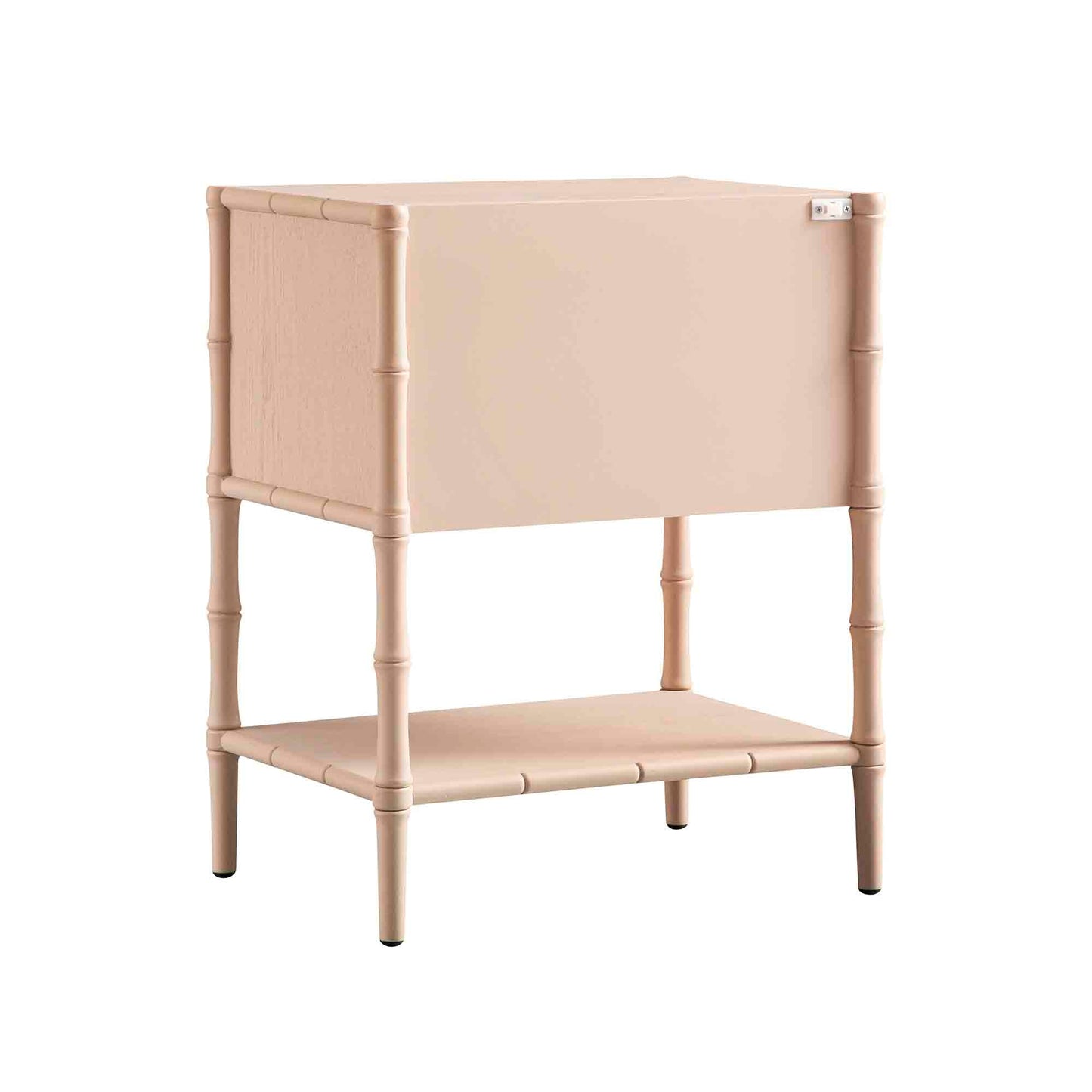 Table de chevet 2 tiroirs Elstowe en imitation bambou, rose nude