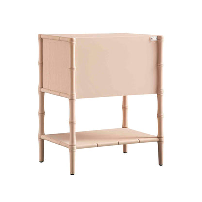 Table de chevet 2 tiroirs Elstowe en imitation bambou, rose nude