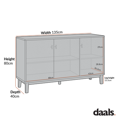 Buffet 3 portes sculpté Bianca Chip, bronze antique et noir
