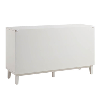 Buffet 3 portes sculpté Bianca Chip, beige sable et ivoire