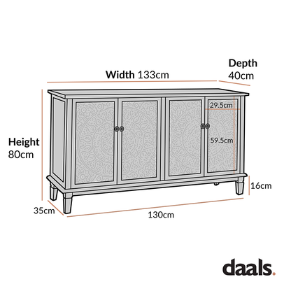 Grand buffet sculpté blanchi à la chaux de Chantilly