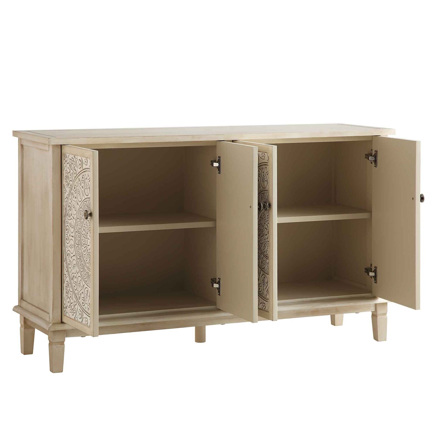 Grand buffet sculpté blanchi à la chaux de Chantilly