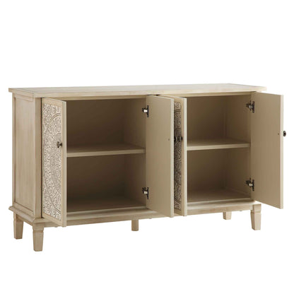 Grand buffet sculpté blanchi à la chaux de Chantilly