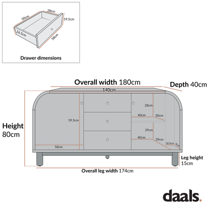 Buffet large à 3 tiroirs Maude, frêne blanc lavé avec raphia