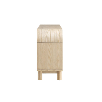 Buffet large à 3 tiroirs Maude, frêne naturel avec raphia