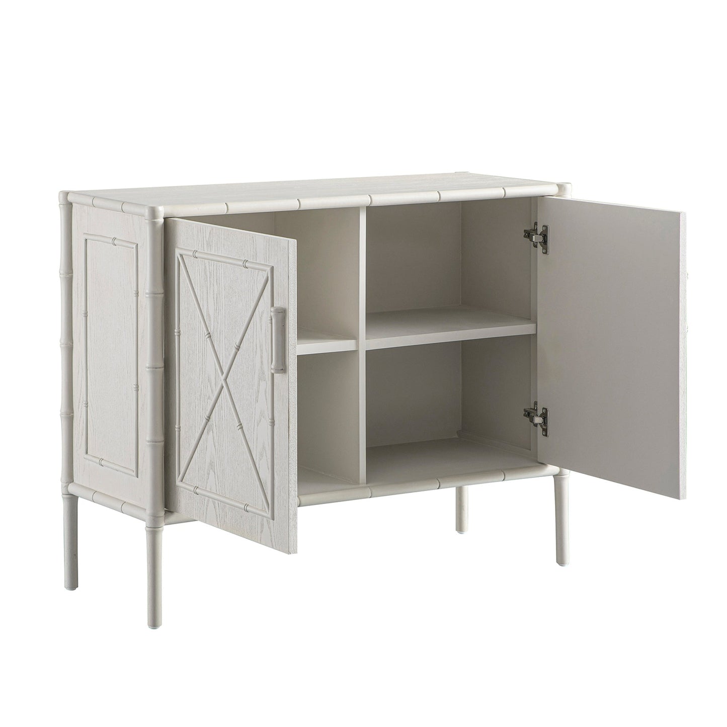 Petit buffet Elstowe en imitation bambou, blanc ombré