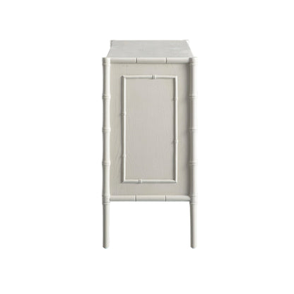 Petit buffet Elstowe en imitation bambou, blanc ombré