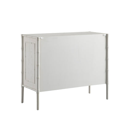 Petit buffet Elstowe en imitation bambou, blanc ombré