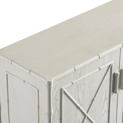 Petit buffet Elstowe en imitation bambou, blanc ombré
