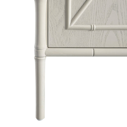 Petit buffet Elstowe en imitation bambou, blanc ombré