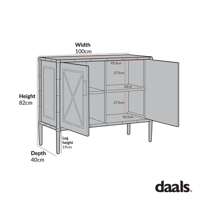 Petit buffet Elstowe en imitation bambou, gris chaud