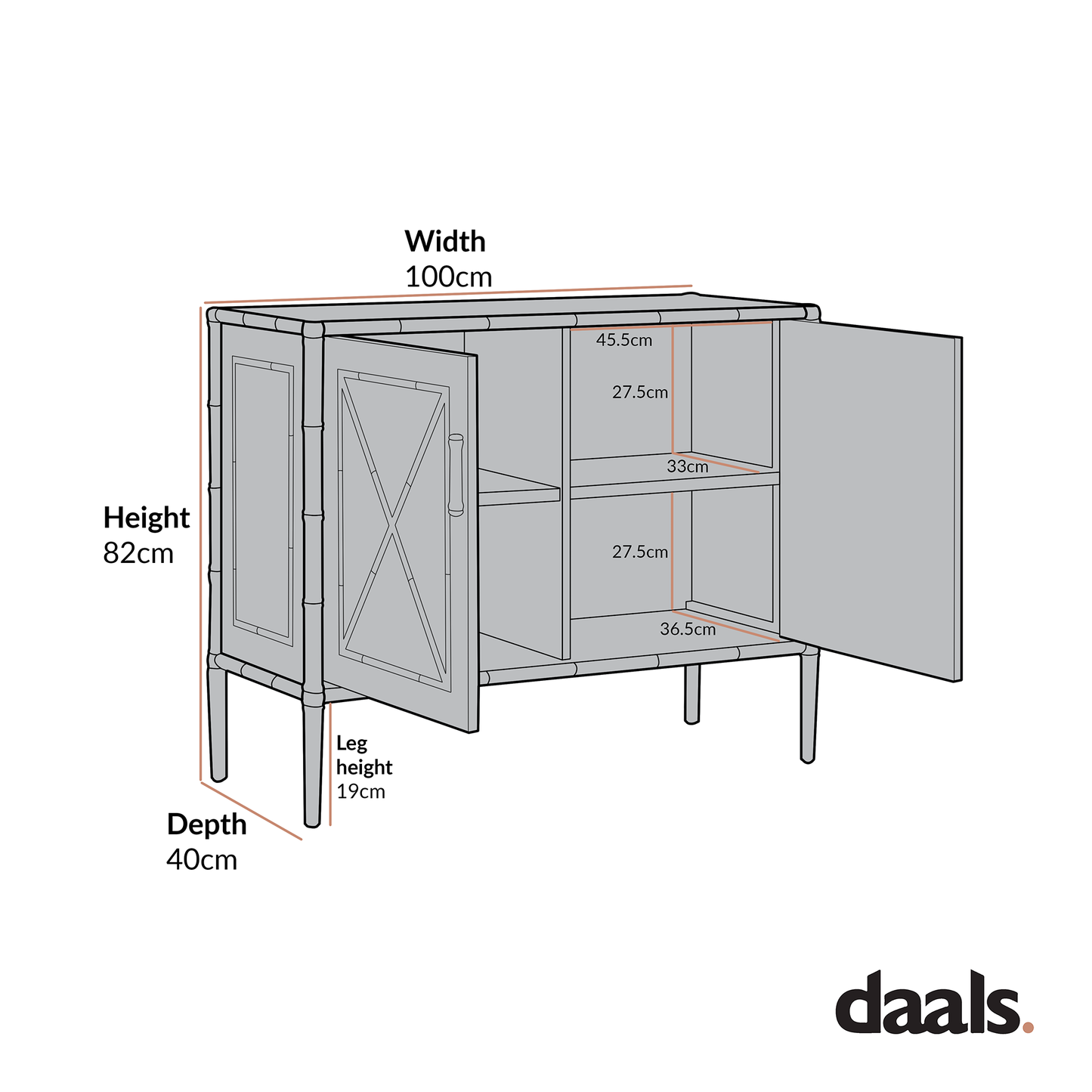 Petit buffet Elstowe en imitation bambou, vert sauge