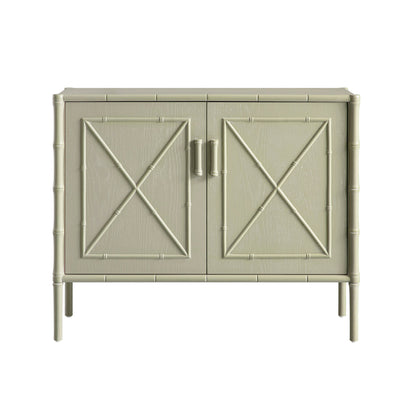 Petit buffet Elstowe en imitation bambou, vert sauge