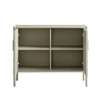 Petit buffet Elstowe en imitation bambou, vert sauge