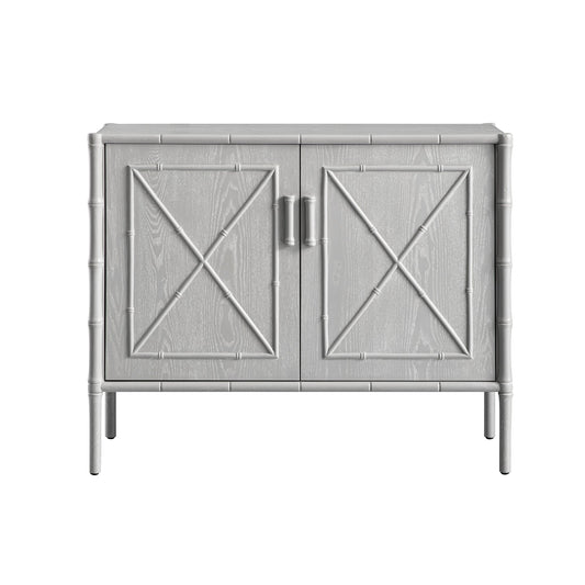 Petit buffet Elstowe en imitation bambou, gris chaud