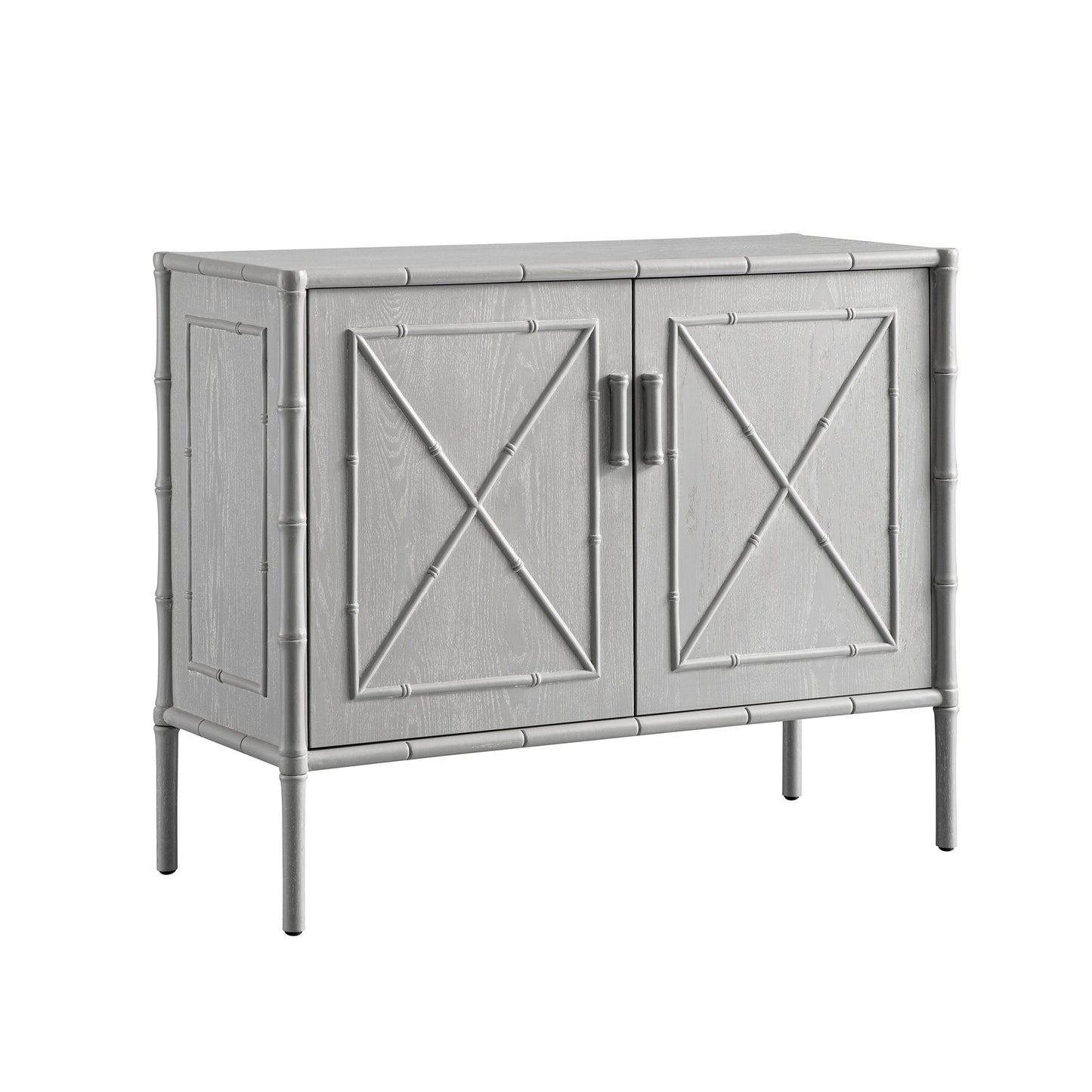 Petit buffet Elstowe en imitation bambou, gris chaud