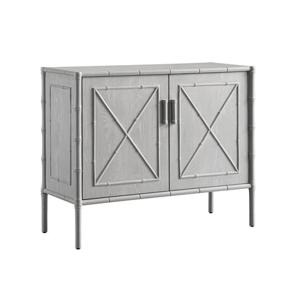 Petit buffet Elstowe en imitation bambou, gris chaud