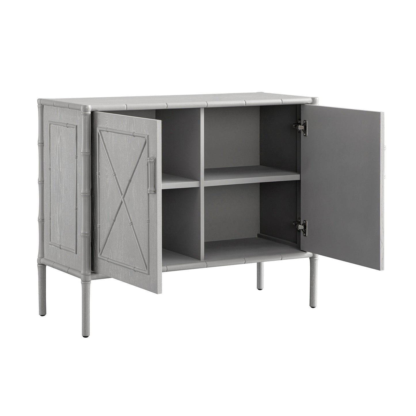 Petit buffet Elstowe en imitation bambou, gris chaud
