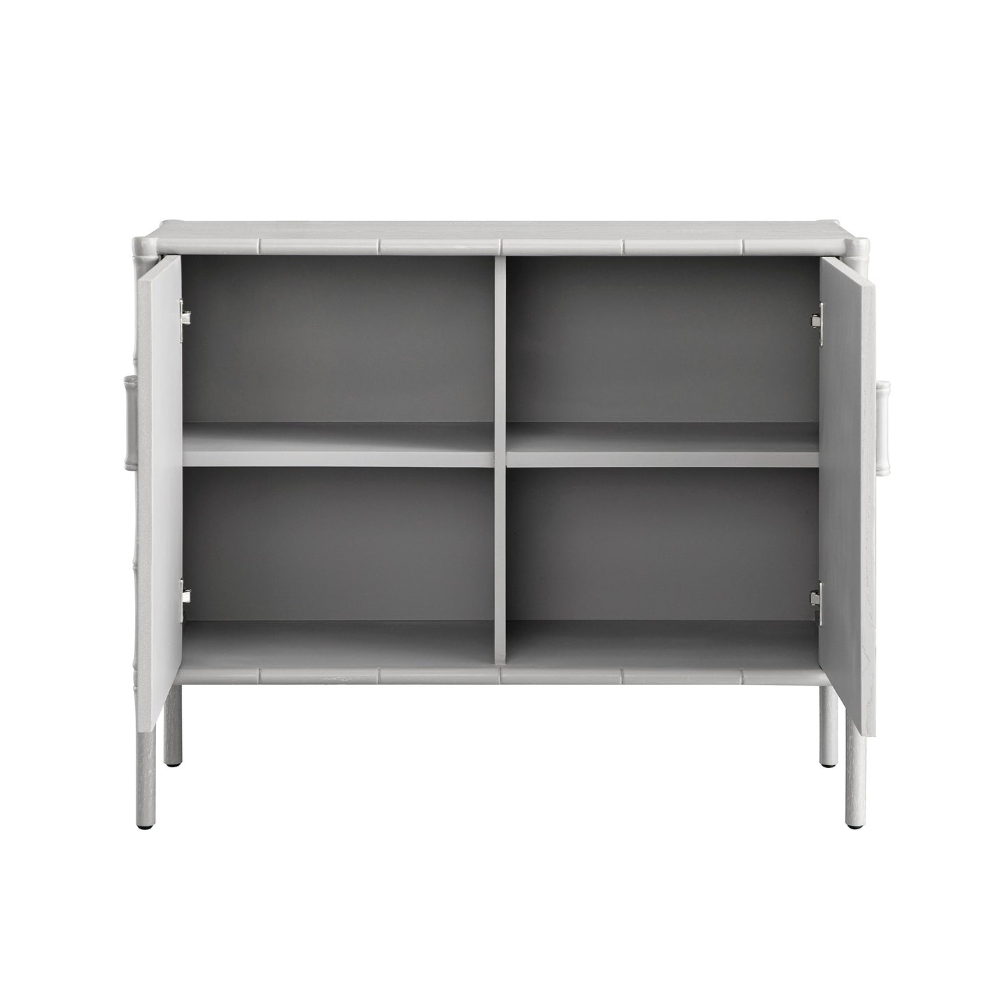 Petit buffet Elstowe en imitation bambou, gris chaud