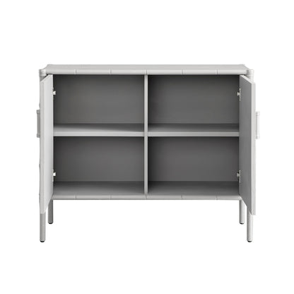 Petit buffet Elstowe en imitation bambou, gris chaud