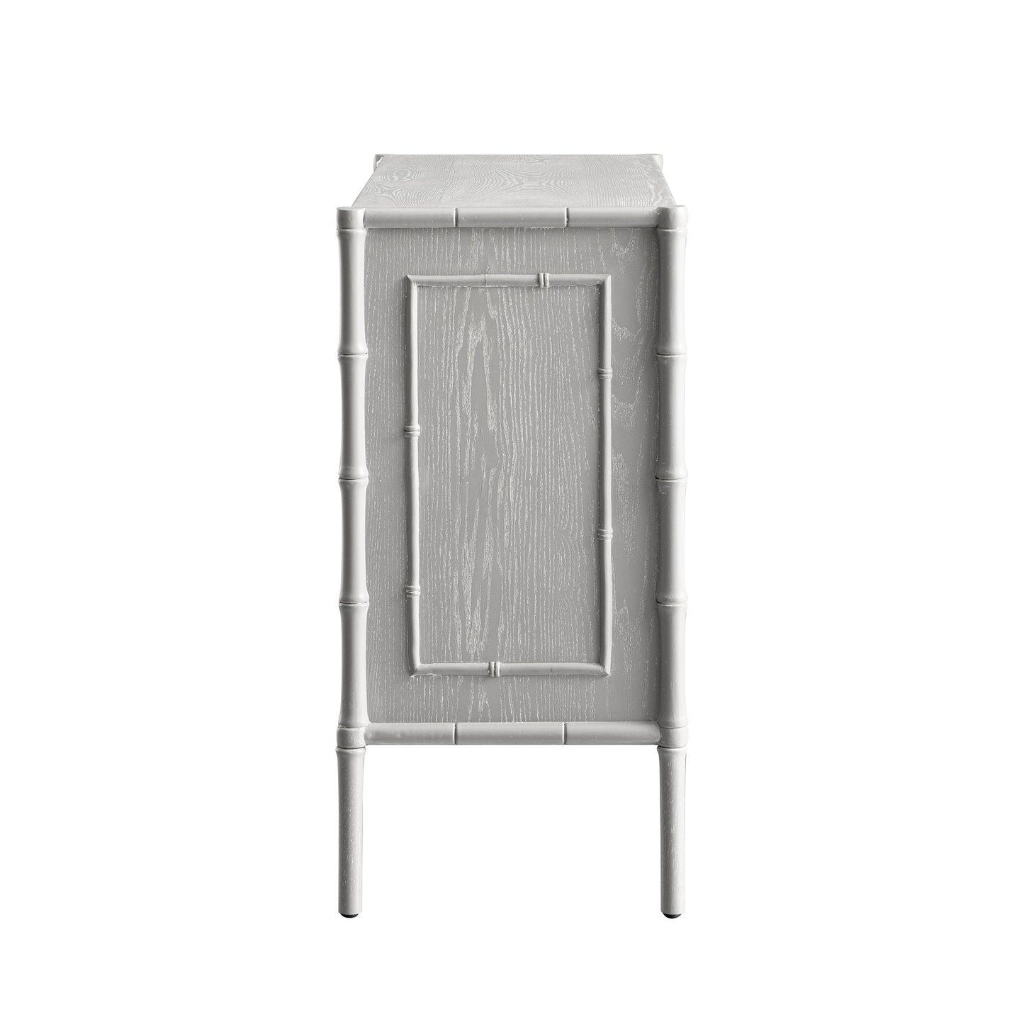 Petit buffet Elstowe en imitation bambou, gris chaud