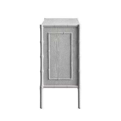Petit buffet Elstowe en imitation bambou, gris chaud