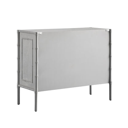 Petit buffet Elstowe en imitation bambou, gris chaud