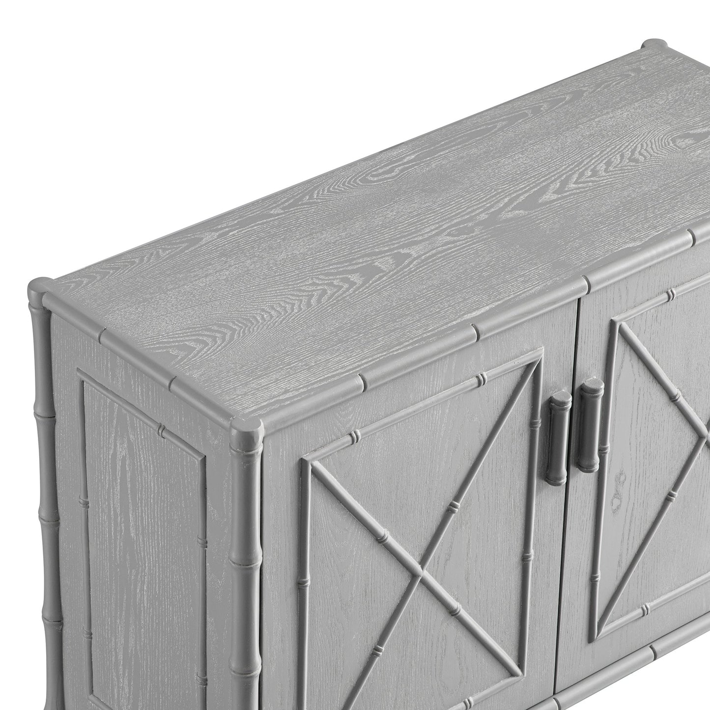 Petit buffet Elstowe en imitation bambou, gris chaud