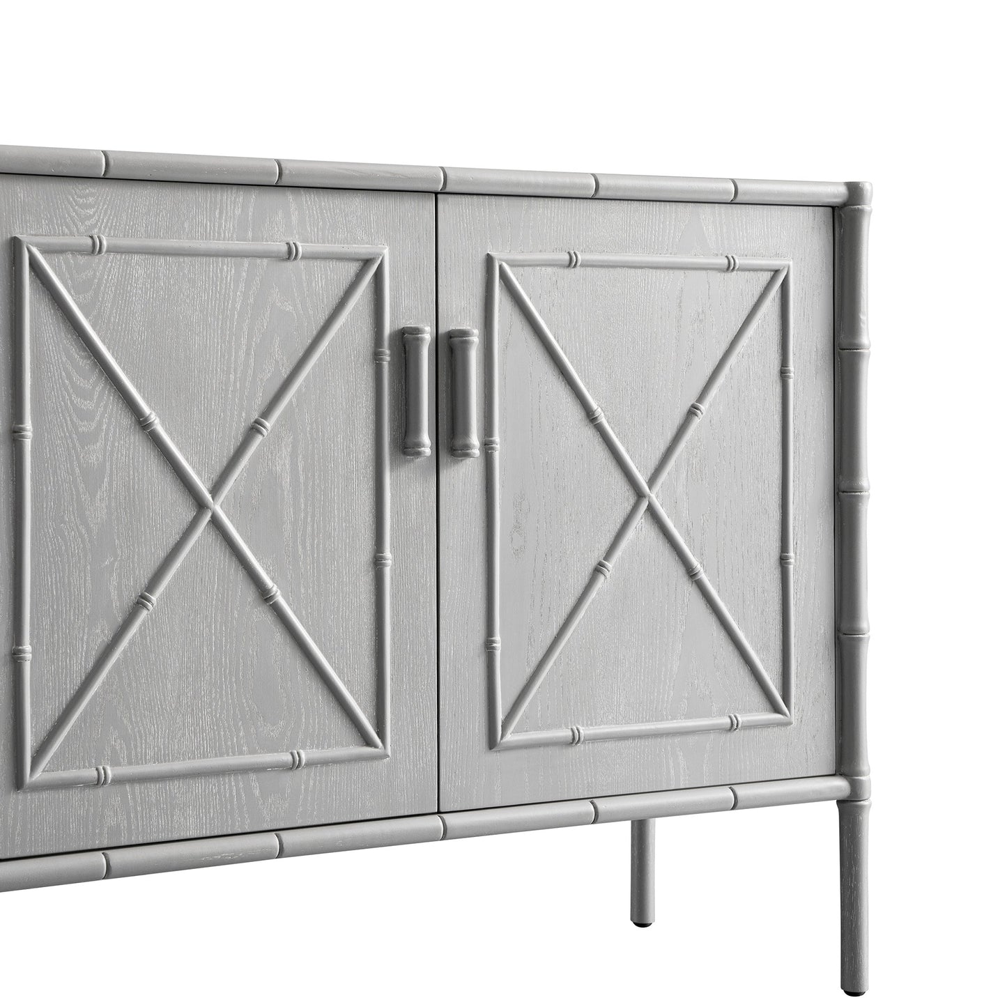 Petit buffet Elstowe en imitation bambou, gris chaud